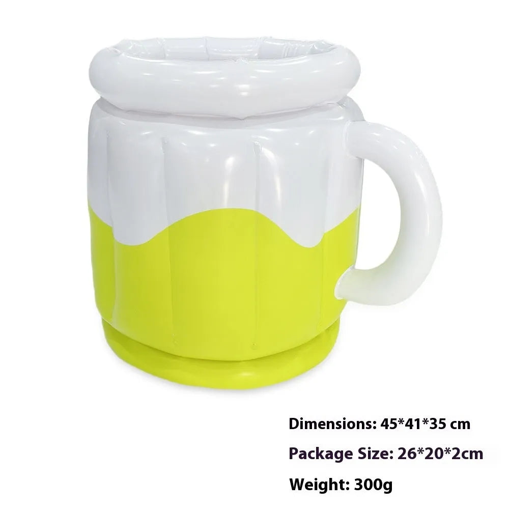 Yellow inflatable PVC ice bucket for outdoor parties and camping trips