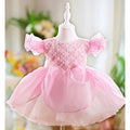 Children flounced sleeve pettiskirt birthday dress in MHA102 pink for girls 80-160cm