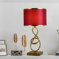 Creative bedside lamp with electroplating imitation copper finish, white colour, on a bedside table with button switch and UK plug