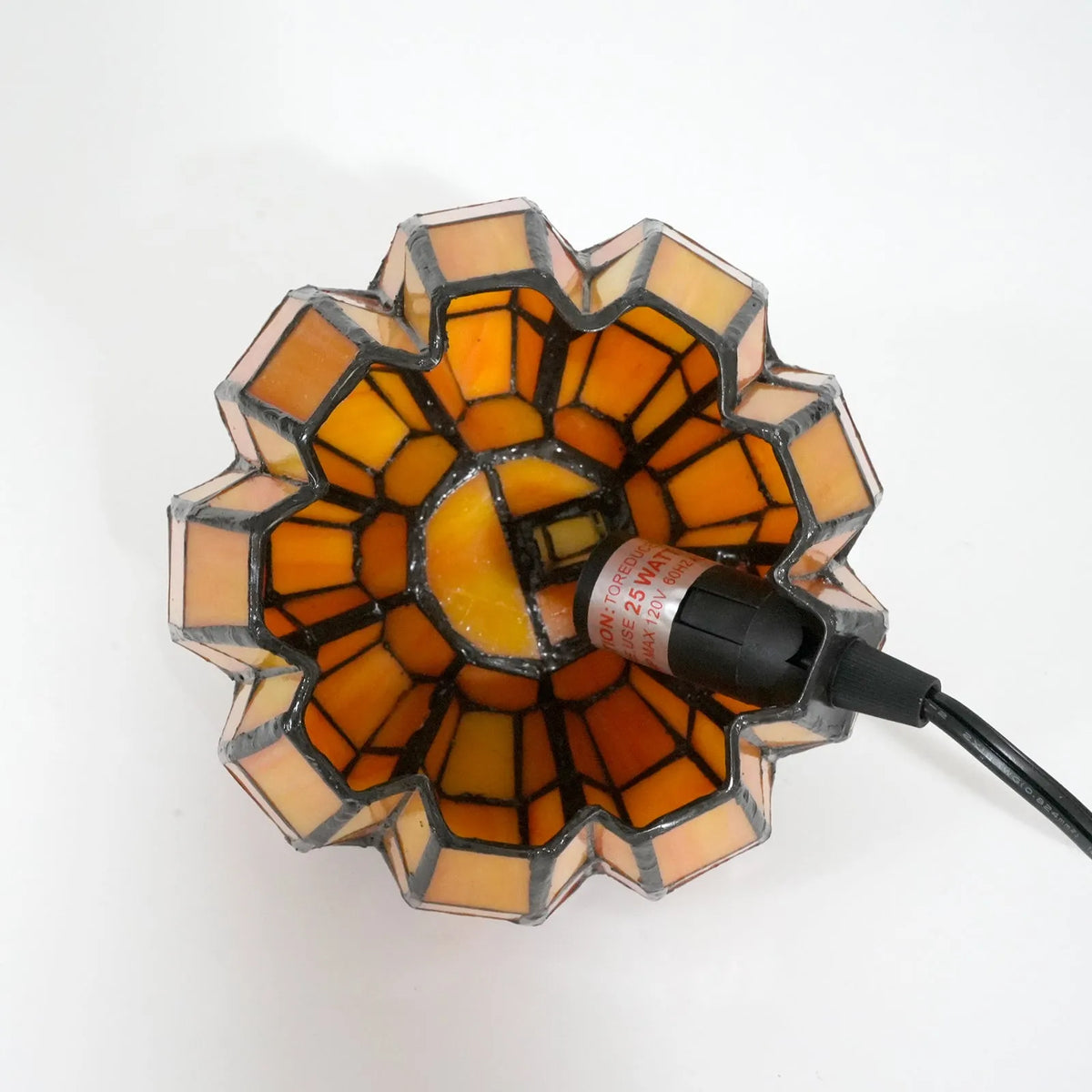 Handmade orange art glass pumpkin LED night light with glass shade and 220V plug options