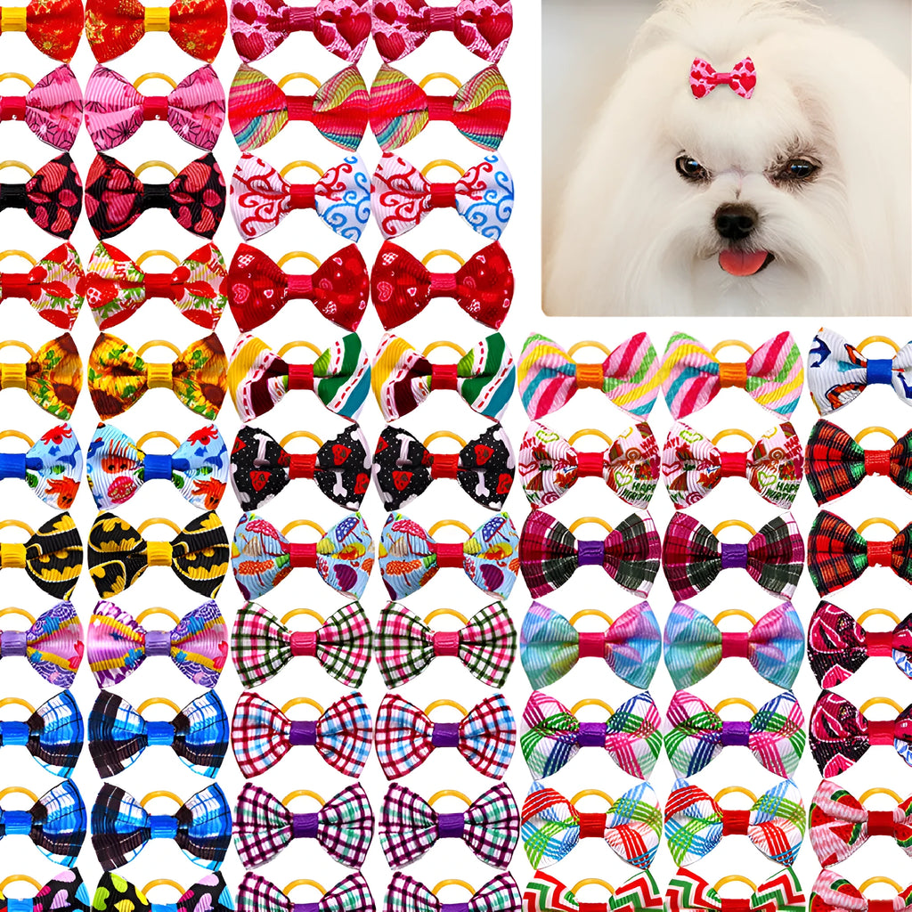 Cloth pet head plaid bow accessory in British style, single head flower with random colour.