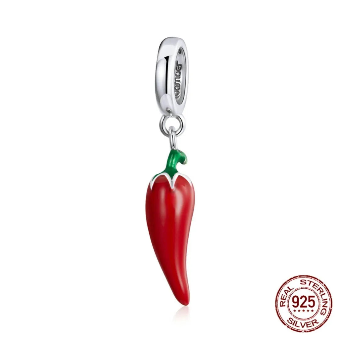 Korean style pepper pendant crafted from S925 sterling silver with leaf detailing in colour BSC461