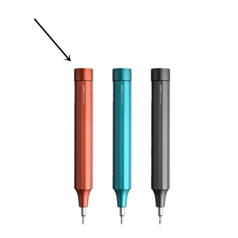 24-in-1 repair screwdriver set with magnetic bit storage in aluminium handle, shown in green, grey, or red.