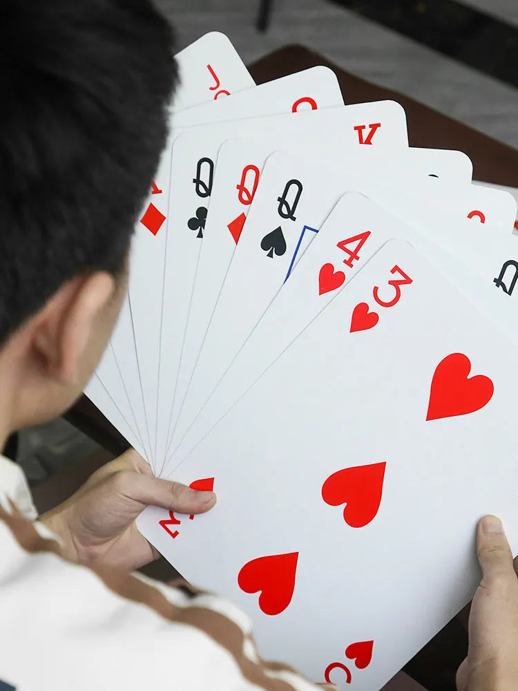 Oversized playing cards in four, six and nine times size for Fighting Landlord table games.