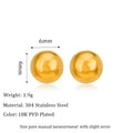 Round titanium steel ball stud earrings in 3mm to 6mm sizes with electroplated finish and simple geometric design.