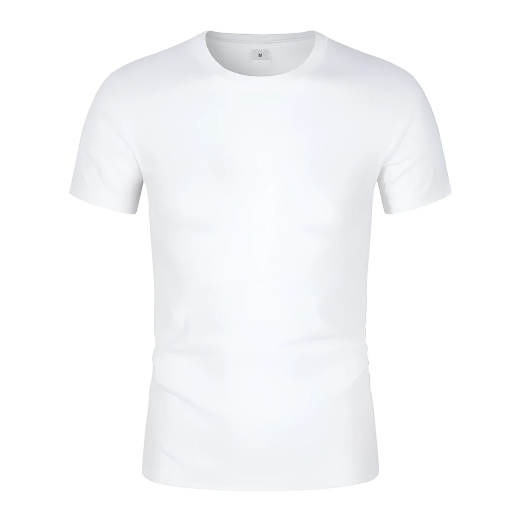 Men's solid colour CVC cotton short-sleeved t-shirt with round neckline