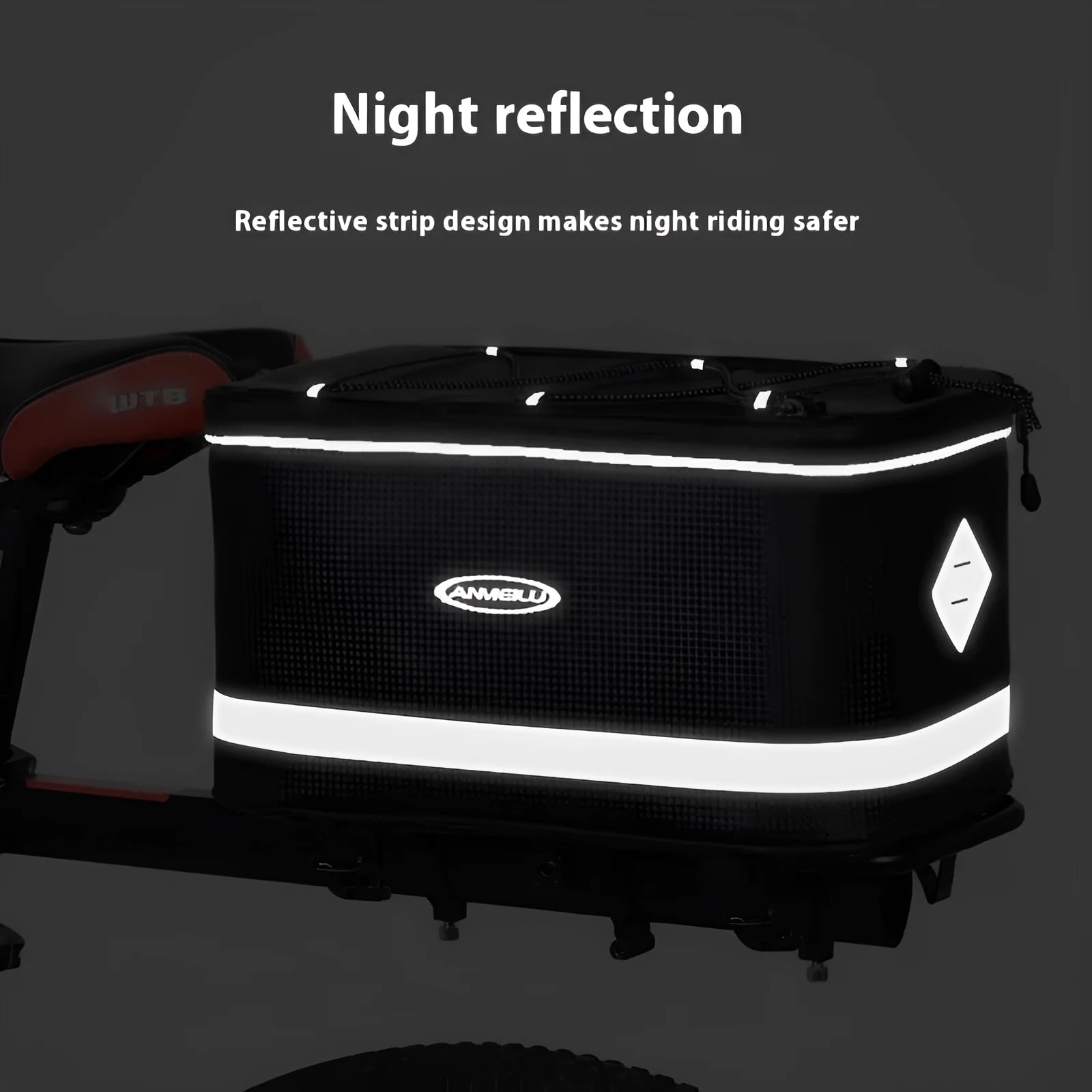Black waterproof 12L PU leather backseat bicycle rack bag for electric cars