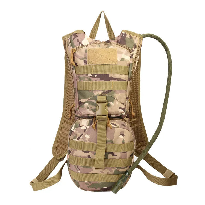 Tactical cycling hydration bag with camouflage pattern and oxford cloth waterproof construction