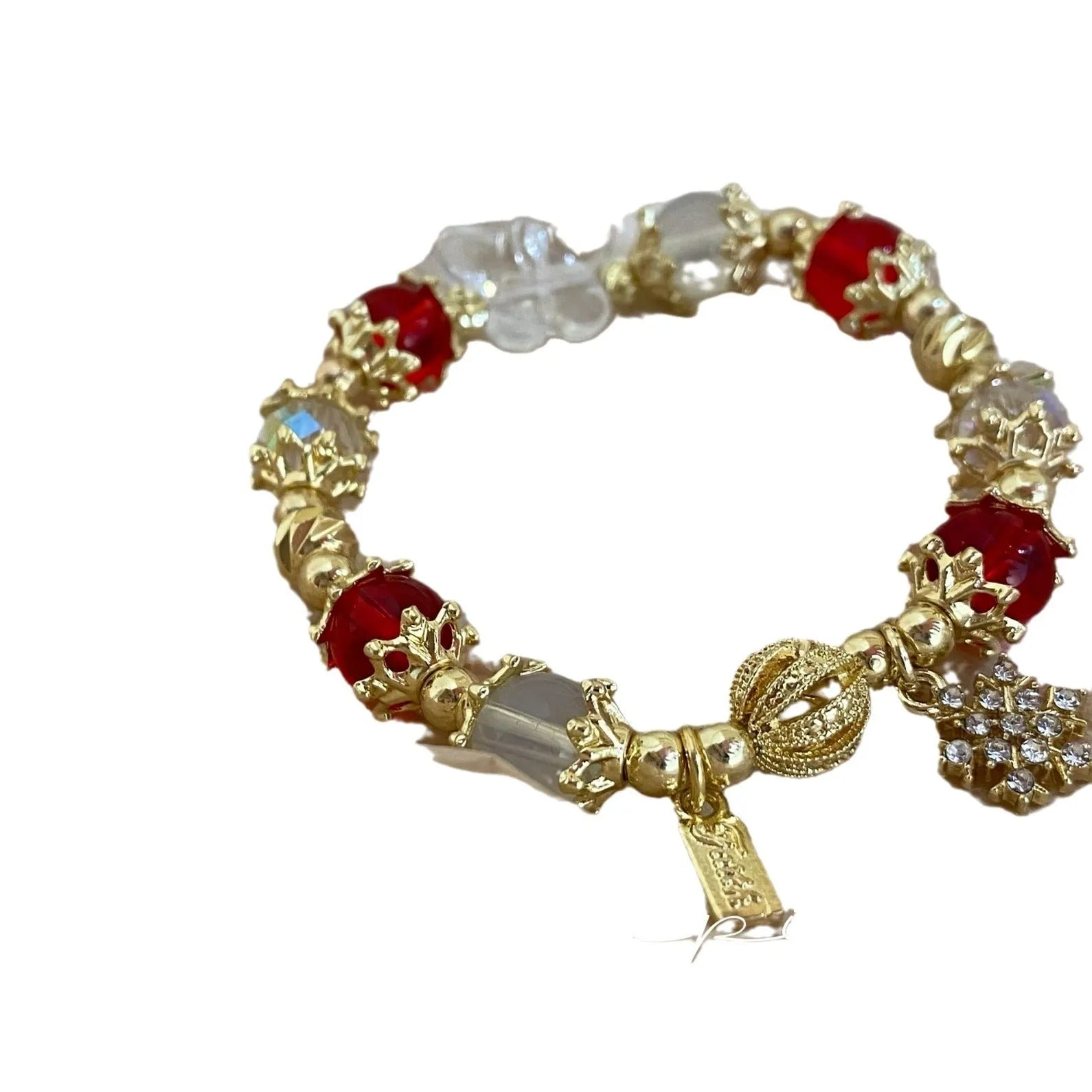 Women's galaxy-coloured alloy bracelet with bow and snowflake pendant charm
