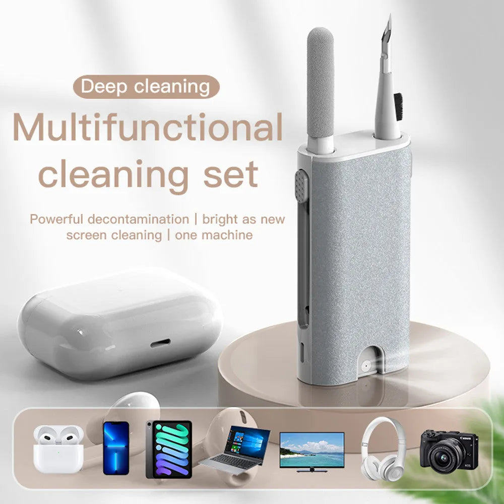 5-in-1 digital device cleaning kit with flocking sponge, brush, and metal tip for screens and earphones
