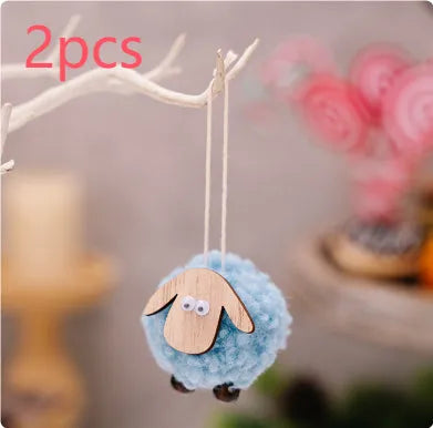 4.5cm felt deer Christmas pendant ornament in five colours on a tree branch