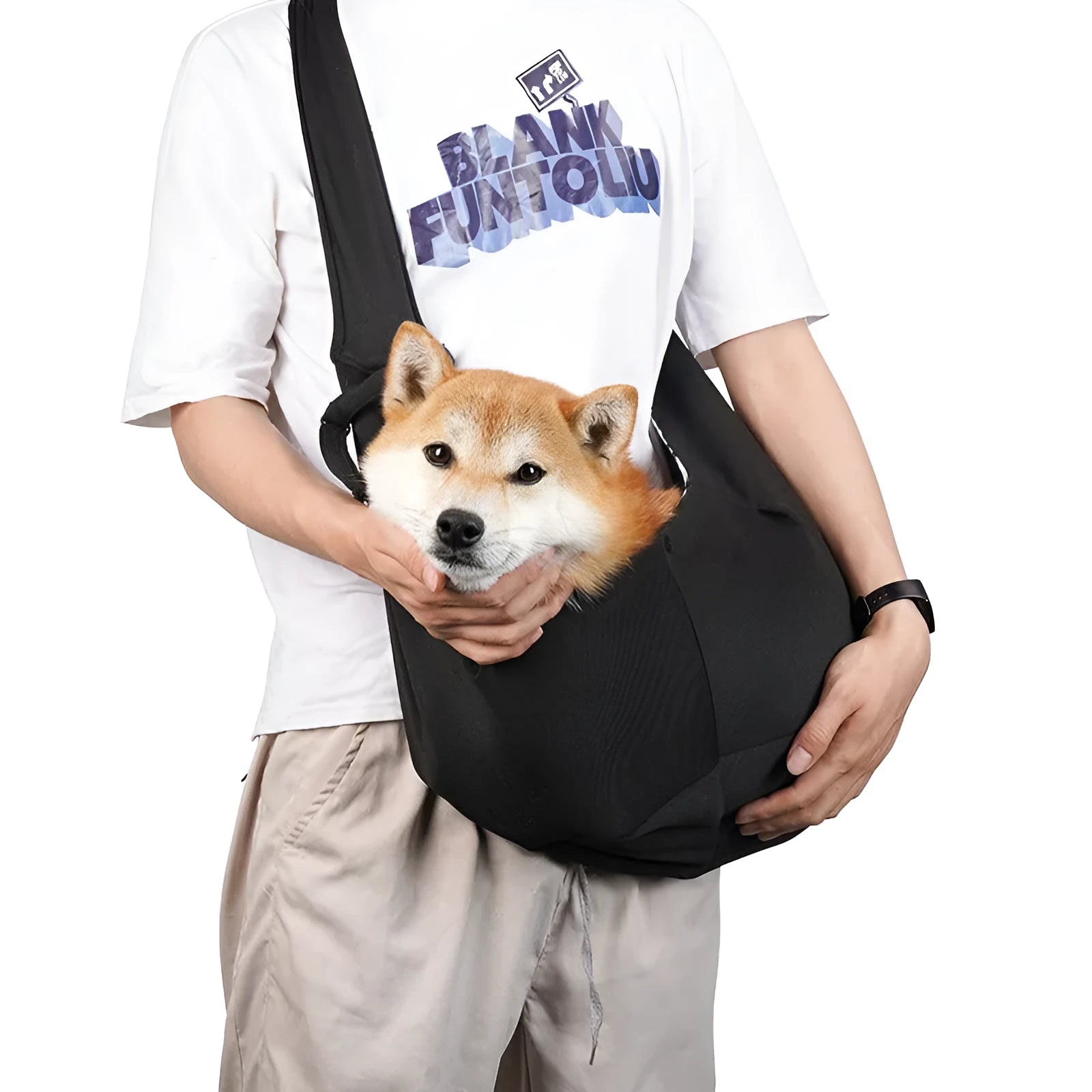 Adjustable shoulder strap dog pet bag in soft polyester material for dogs under 7.5kg