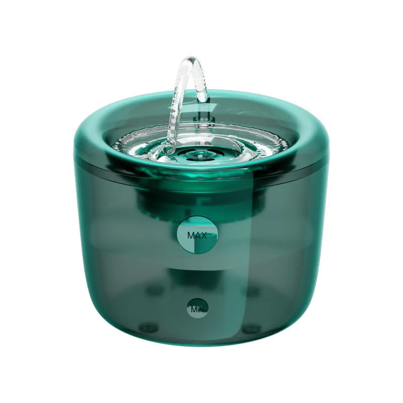 Grey automatic pet water fountain with circulating filter system for cats and dogs