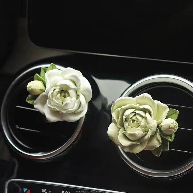 Gypsum car perfume solid air freshener with vent clip and jasmine essential oil bottle