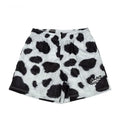 Men's leopard print quick-dry fitness training shorts on a white background