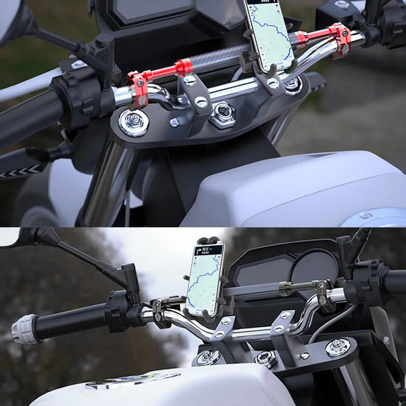 Red and black T6 aluminium alloy carbon fiber motorcycle balance bar handlebar with CNC anodic oxidation finish