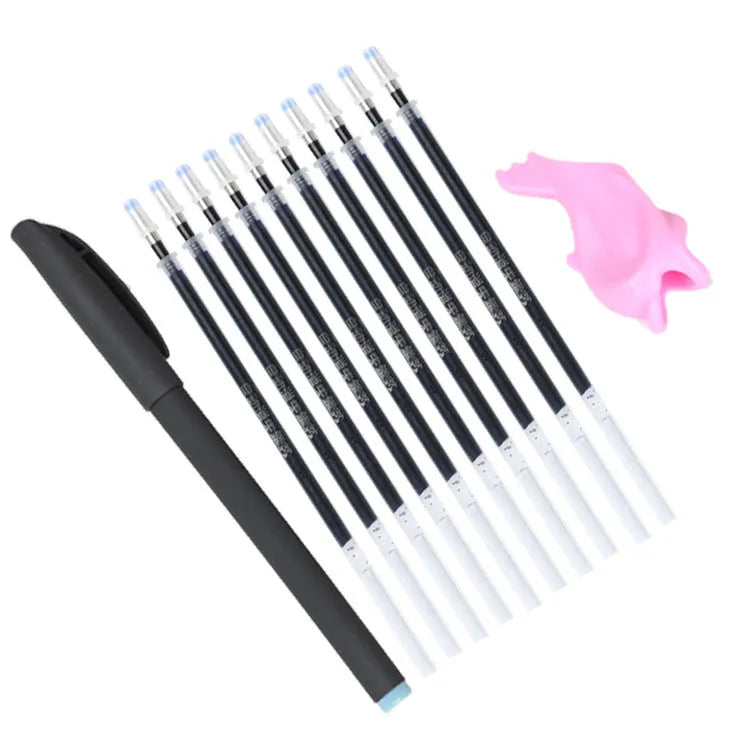Household portable fading ink pen set with 0.5mm tip, blue refills, and plastic 130mm body.