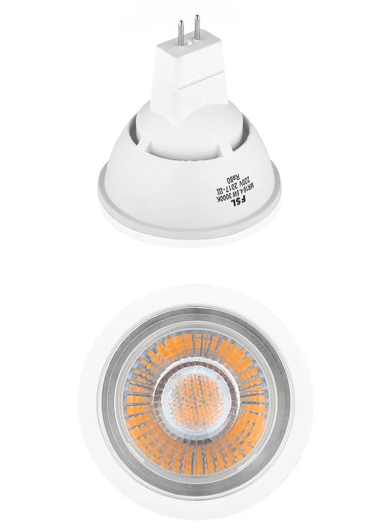 MR16 GU5.3 LED cup spotlight, 50mm diameter, 5W, 220V or 12V, available in 6500K, 4000K and 3000K