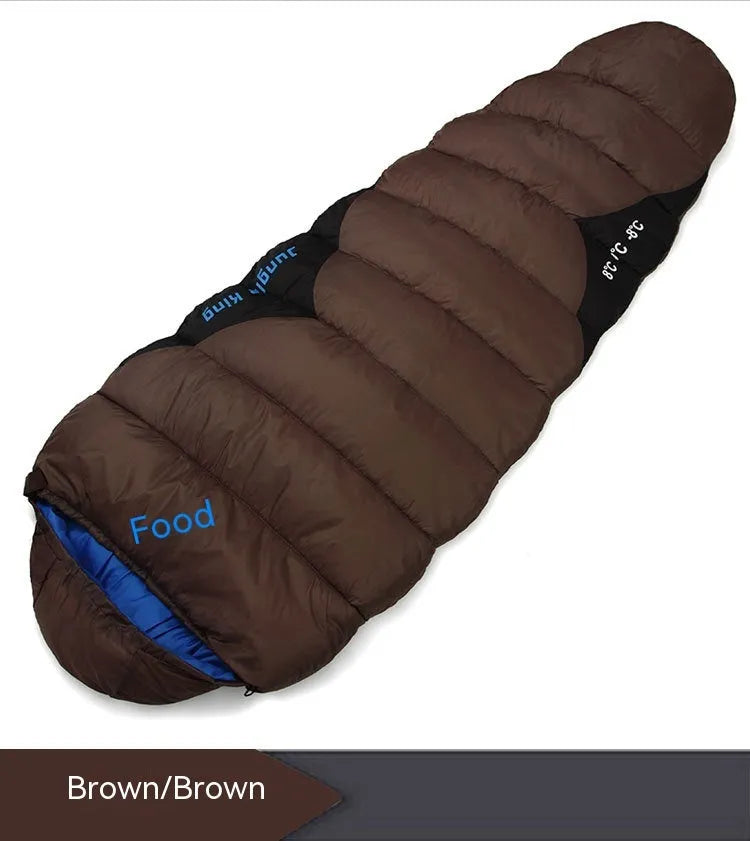 Mummy sleeping bag with compression storage bag for autumn and winter camping in various colours