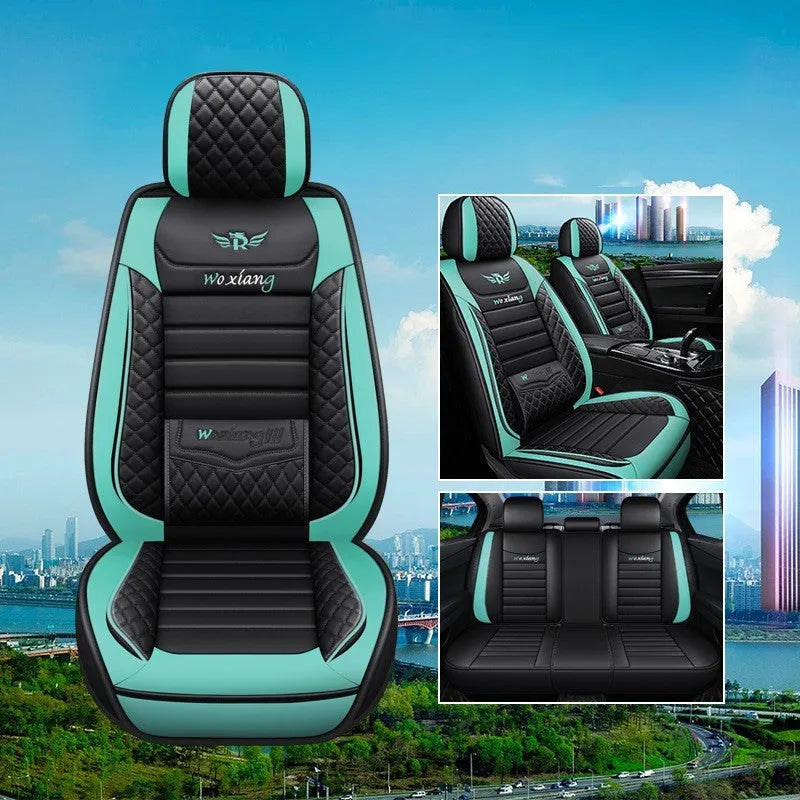 Leather car seat cushion with high elastic sponge filler, shown in a red colour on a car seat.
