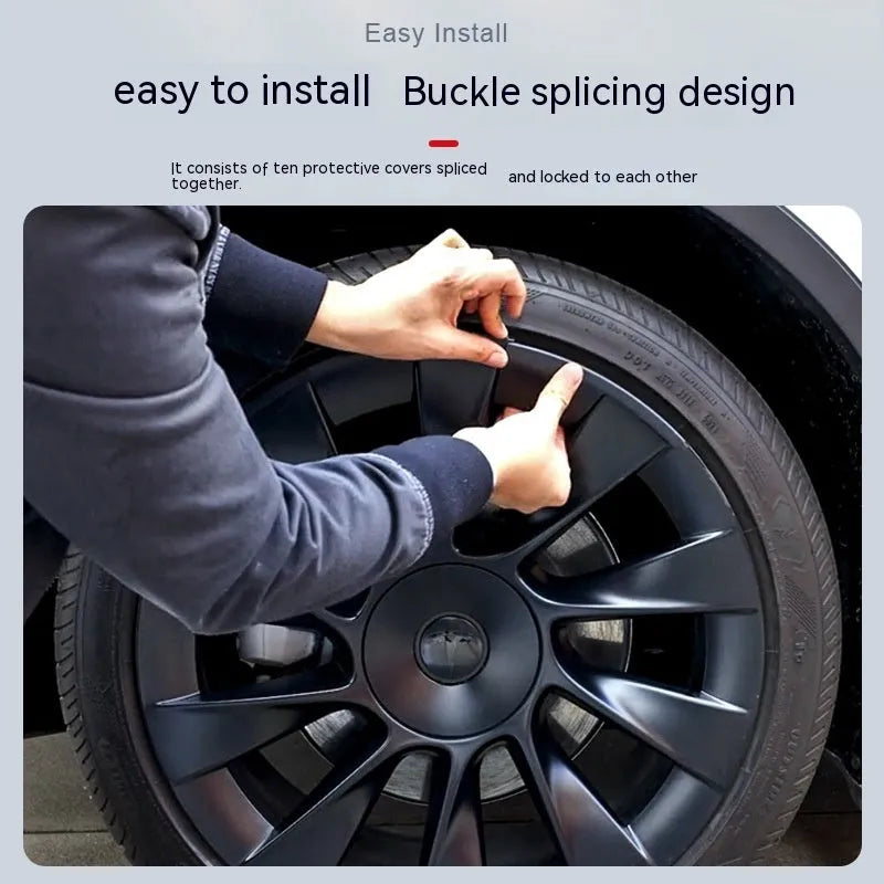 Tesla Model Y plastic wheel hub cover in sectional design with four colour options