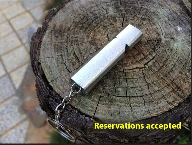 Double hole aluminium alloy whistle in silver and gold colours for outdoor survival signalling