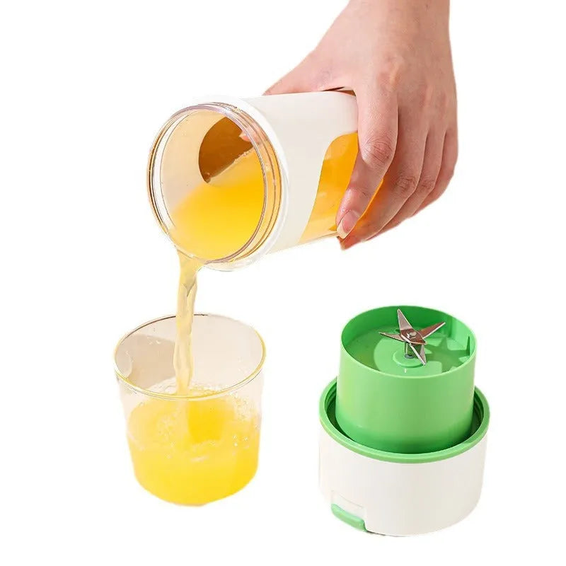 Portable USB charging blender juicer in blue, green, and orange colours with 400ml food-grade cup