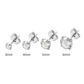 Geometric square and round zircon stud earrings in stainless steel with gold or steel electroplating