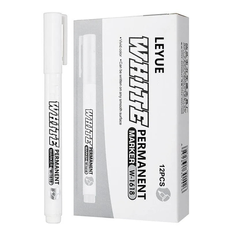 14cm white oil-based painting pen with single head and 2.8mm white marker refill option for craft and DIY use