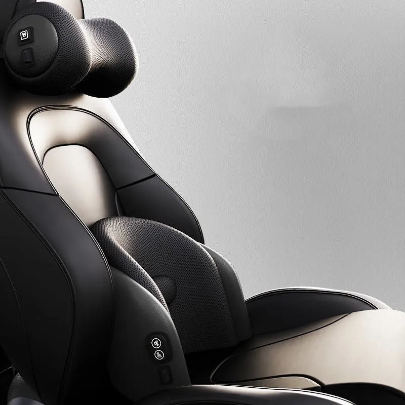 Car massage cushion with memory cotton construction and electric massage waist cushion in classic black colour