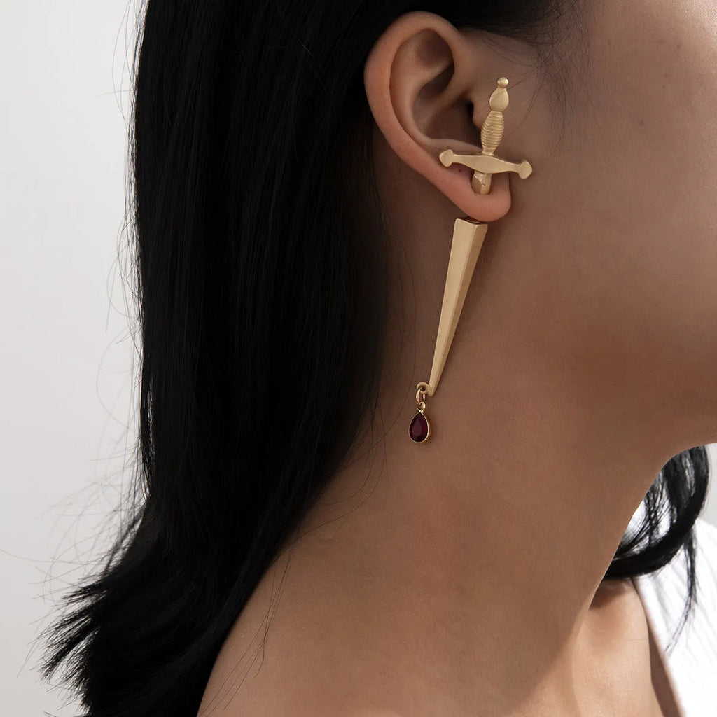 Trendy hip hop cross earrings for women – alloy electroplated with artificial gems, gold or silver colour