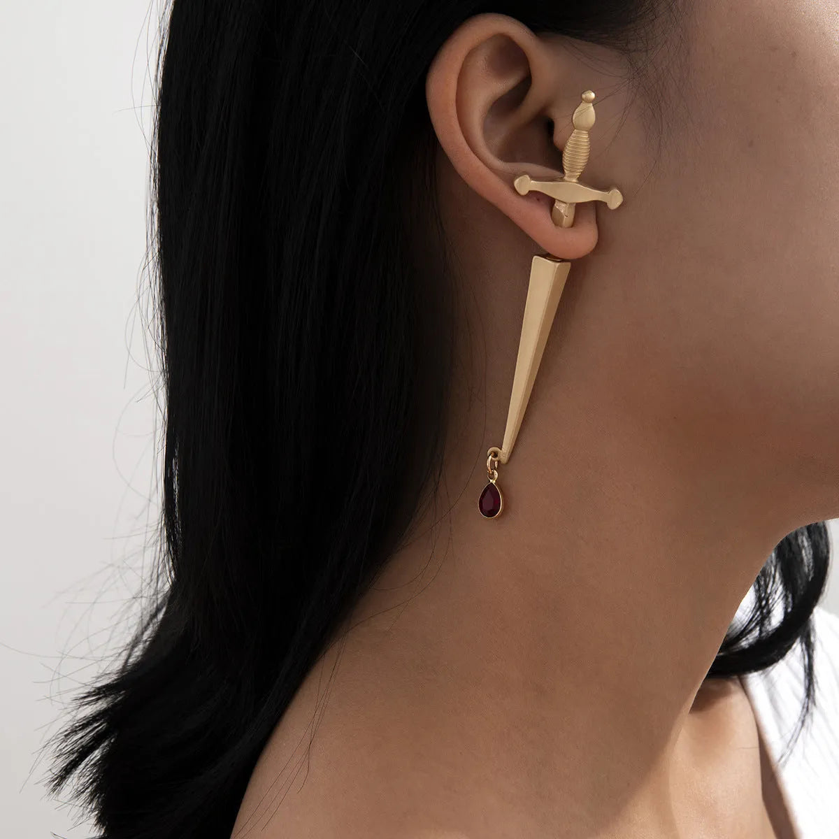 Trendy hip hop cross earrings for women – alloy electroplated with artificial gems, gold or silver colour