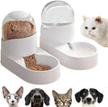 Pure white gravity cat feeder and water dispenser set with wave-shaped shell.