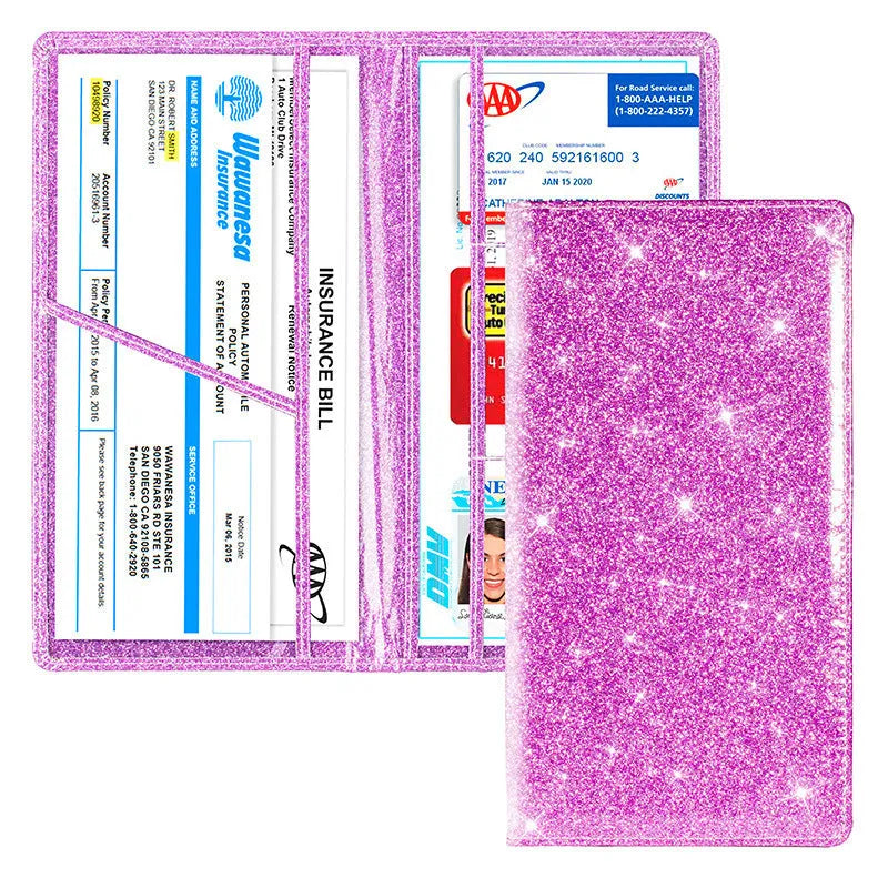 PU leather car registration document wallet with clear window in multiple colour options
