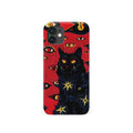 Retro cat eye design hard shell phone case for iPhone, shown in frosted and glossy half-covered style options.
