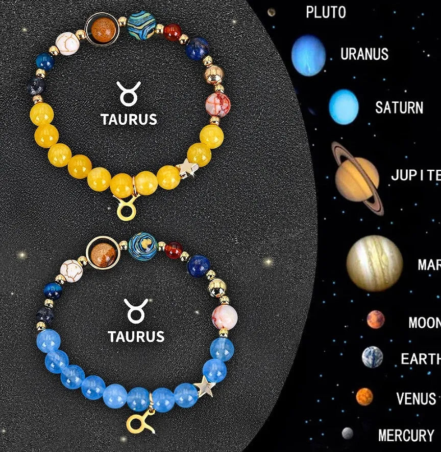 Two natural stone beaded bracelets on a wrist, showing detailed 6mm gemstone beads and a simple toggle clasp.