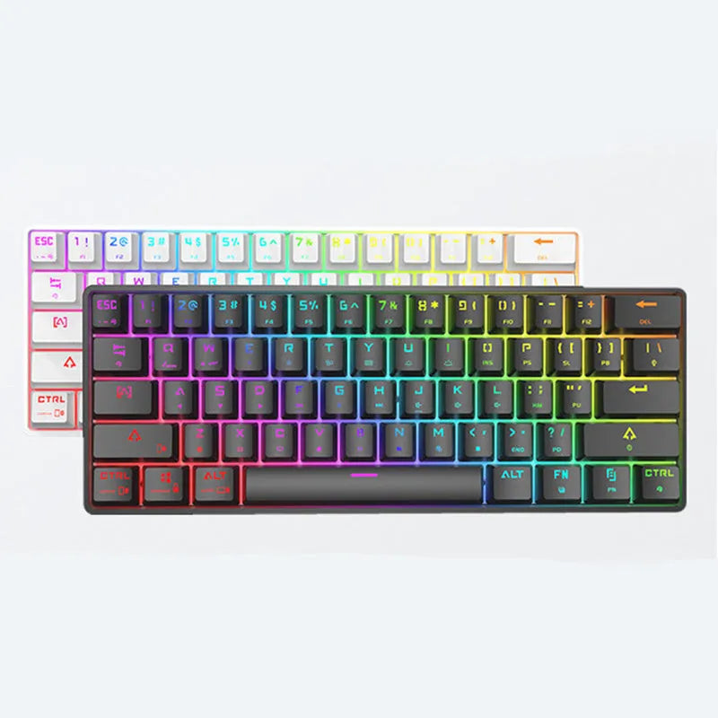 Wireless Bluetooth mechanical keyboard with colourful PBT keycaps, black colour, compact size