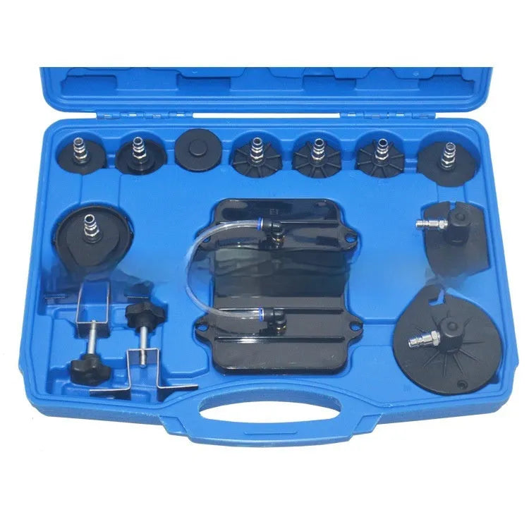 Pneumatic brake fluid replacement tool with 5L tank, pressure gauge, and adapter kit