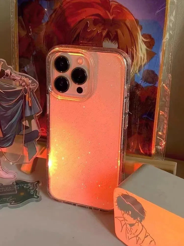 Transparent thin crystal silicone phone case for Apple iPhone showing clear back and side edges