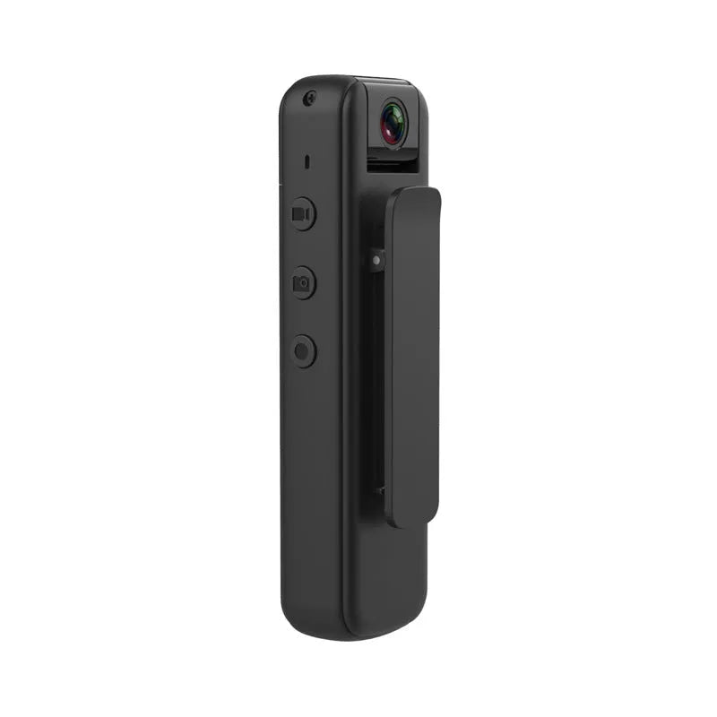 Black HD camera recorder with back clip and magnetic mount, including 16GB memory card
