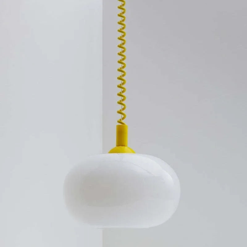 D25CM glass chandelier with red, yellow, or blue flexible wire, 220V modern pendant light