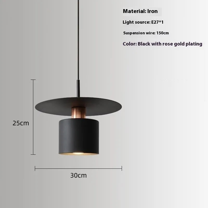 Modern minimalist small droplight chandelier in black 30cm diameter for bedroom or study