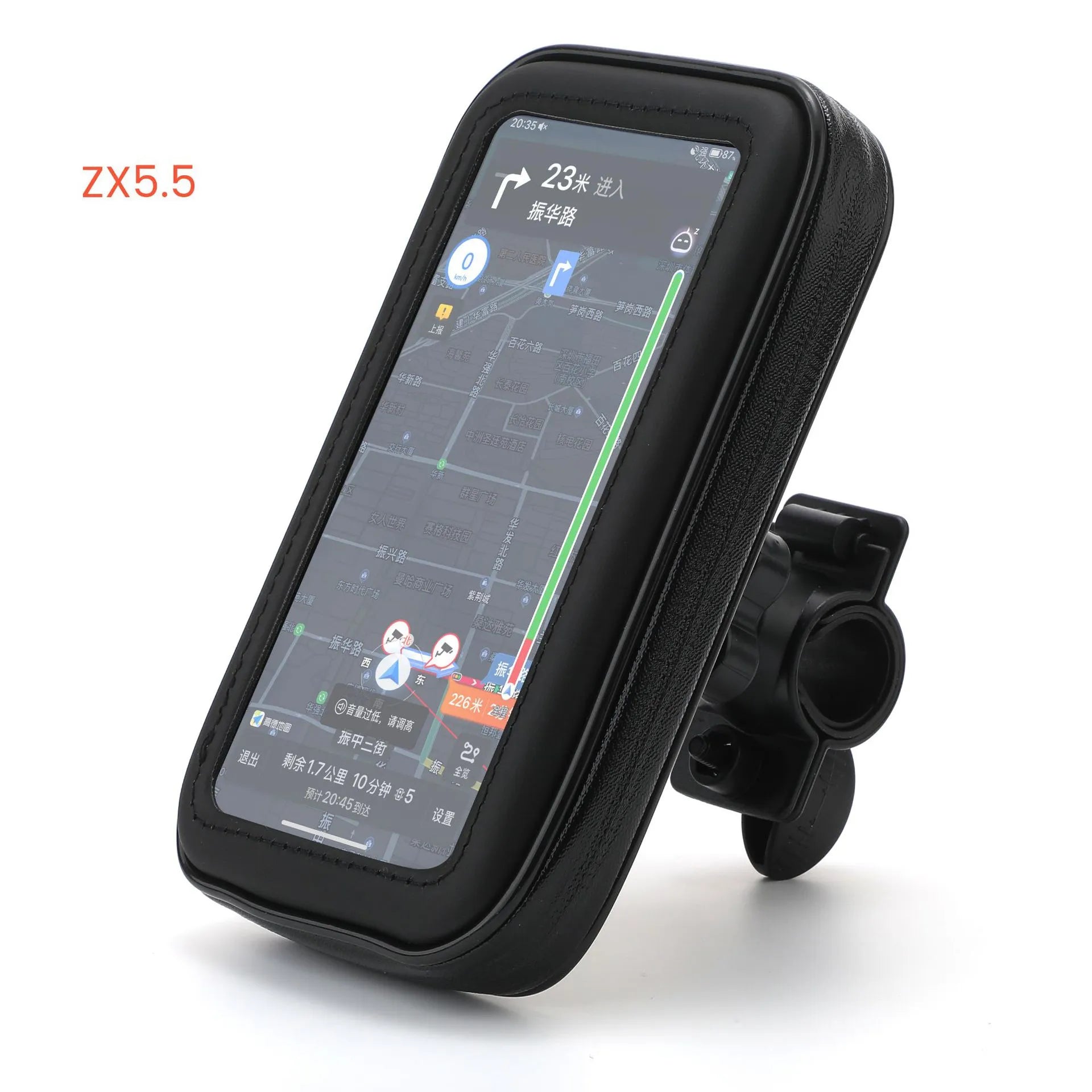 Black synthetic leather riding mobile phone stand bag with 6.5 inch capacity waterproof for motorcycle bicycle navigation