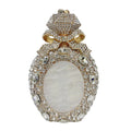 Women's hard alloy clutch with full diamond cover in golden colour with three-dimensional pocket