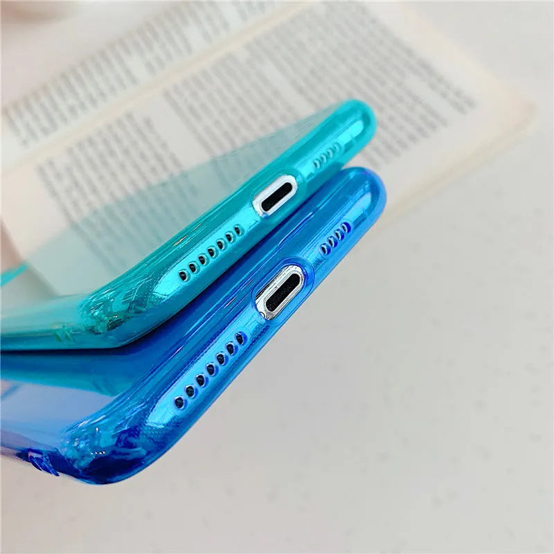 Transparent fluorescent TPU phone case for Apple iPhone, back cover style with colour options