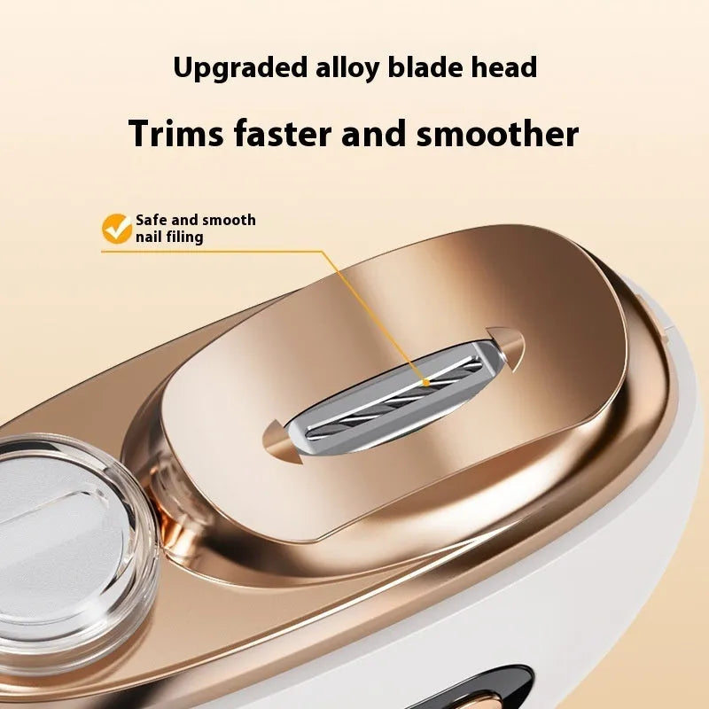 HZ-005 electric nail clippers rechargeable anti-pinch cutting and grinding device in white plastic