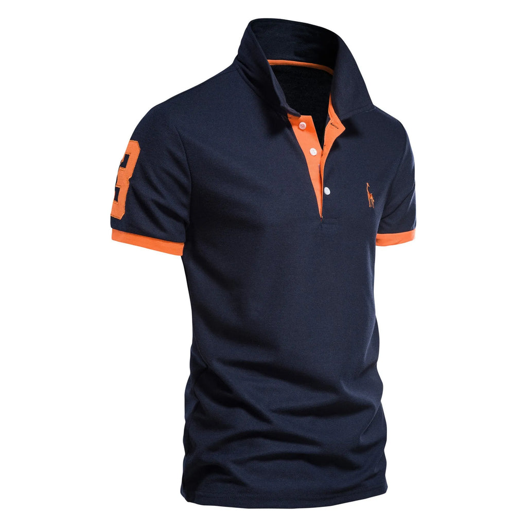 Men's slim fit grey T-shirt featuring a detailed embroidered deer design on the chest.