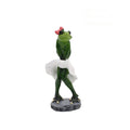 Pastoral style synthetic resin frog ornament with plastic base for shelf or desk decoration.