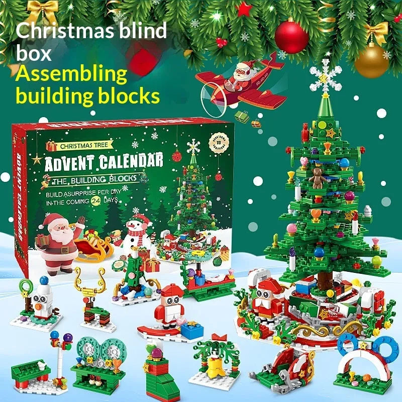 Christmas tree building block set with surprise blind box for kids