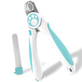 Blue and white professional pet nail clipper with stainless steel blades and safety lock